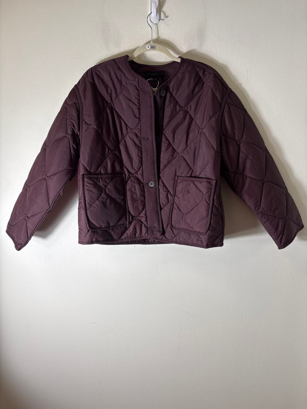 NWT Zara Merlot Quilted Puff Jacket Sz S